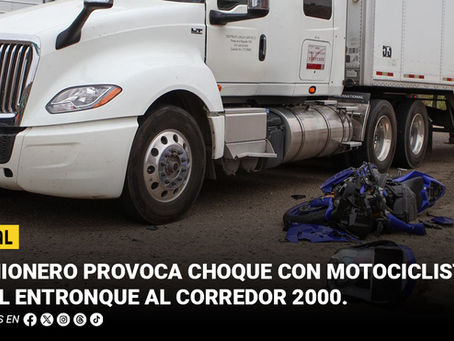 Camionero provoca choque con motociclista en el entronque al Corredor 2000