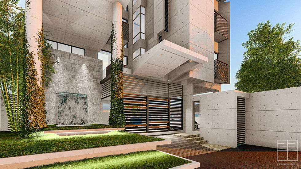 Insheerah Mahmuda Villa view 5 - 7 storied Apartment at shantinogor | architecture by 23/90 Architects