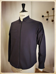 Chemise zippée bleu navy en sergé de coton 100% biologique