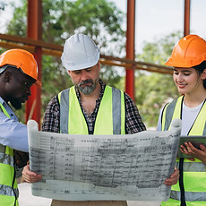 Engineer checking building strength and foundations.