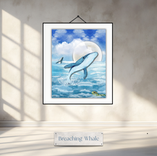 Breaching whale by moonlight