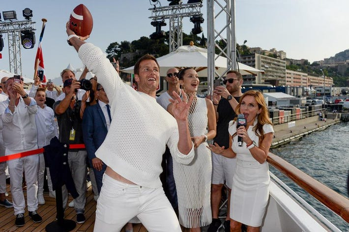 tom brady, bella hadid and geri halliwell on a yacht in monaco