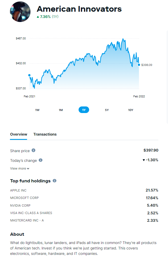 the American Innovators ETF inside Stash Invest