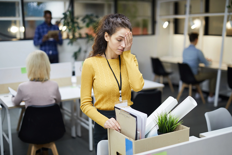 a woman getting laid off