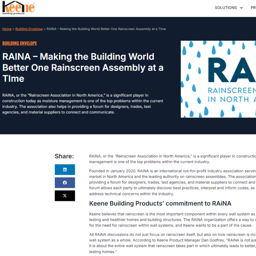 RAINA – Making the Building World Better One Rainscreen Assembly at a TIme