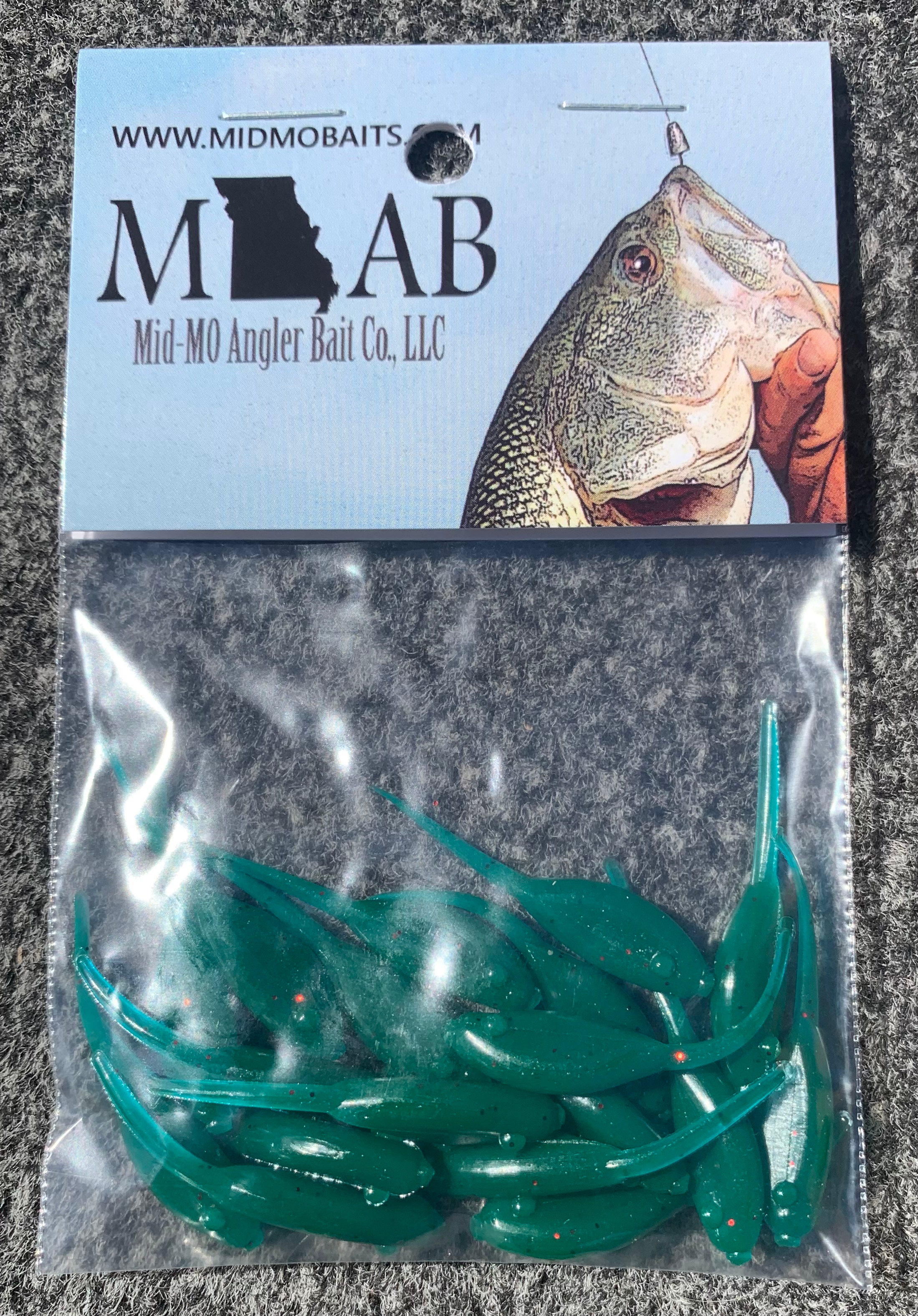 1.5” MO-AB Shad Kelly Green 18 pc Garlic Scented
