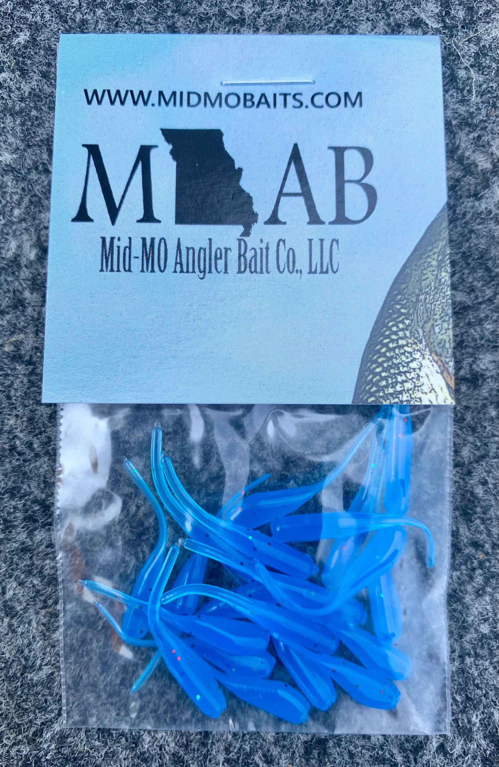 1” Micro Minnow Baby Blue 20 pc Garlic Scented