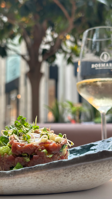 Close up of ROSMARIN's Black Angus Beef Tatar