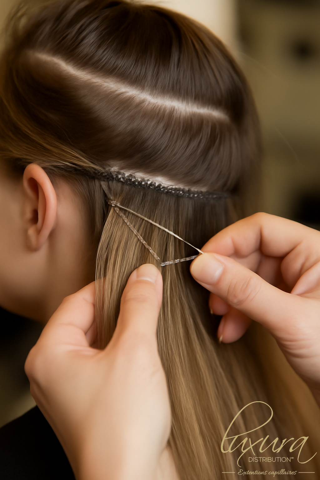 Extensions capillaires - Détail technique close-up