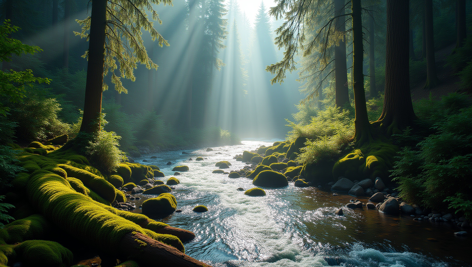 Pacific Northwest forest with river