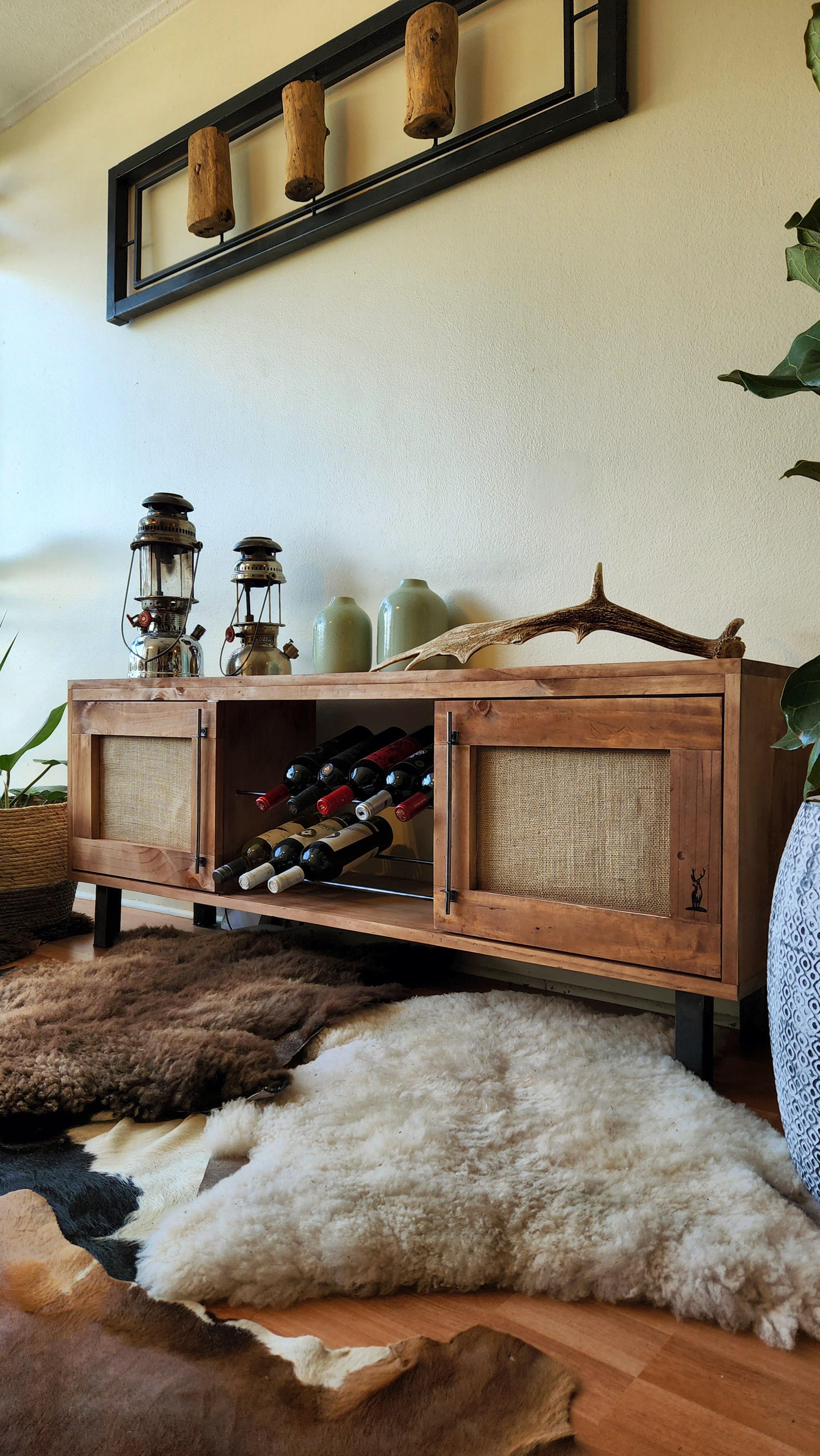 Copia de Rack madera y aplicación yute + cava