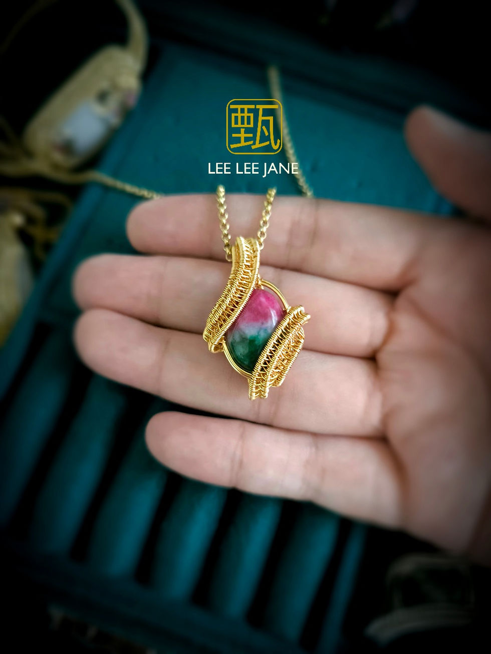 Thumbnail: SWEETIE 甜蜜 Tiánmì P140 - WATERMELON JADE GOLD PENDANT
