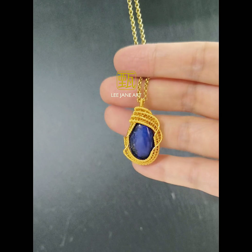 Thumbnail: BLUE PEA FLOWER KUEH KOCI WRAP PENDANT P248 - LAPIS LAZULI