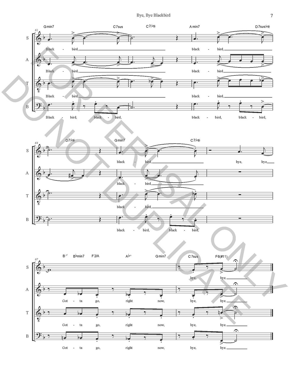 Thumbnail: BYE BYE BLACKBIRD (SATB)