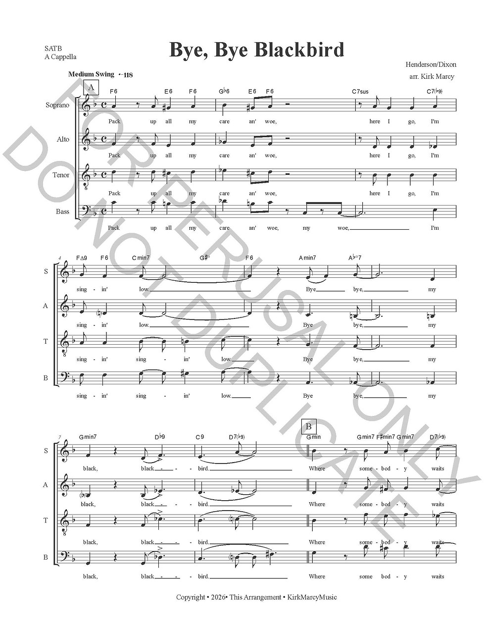 Thumbnail: BYE BYE BLACKBIRD (SATB)