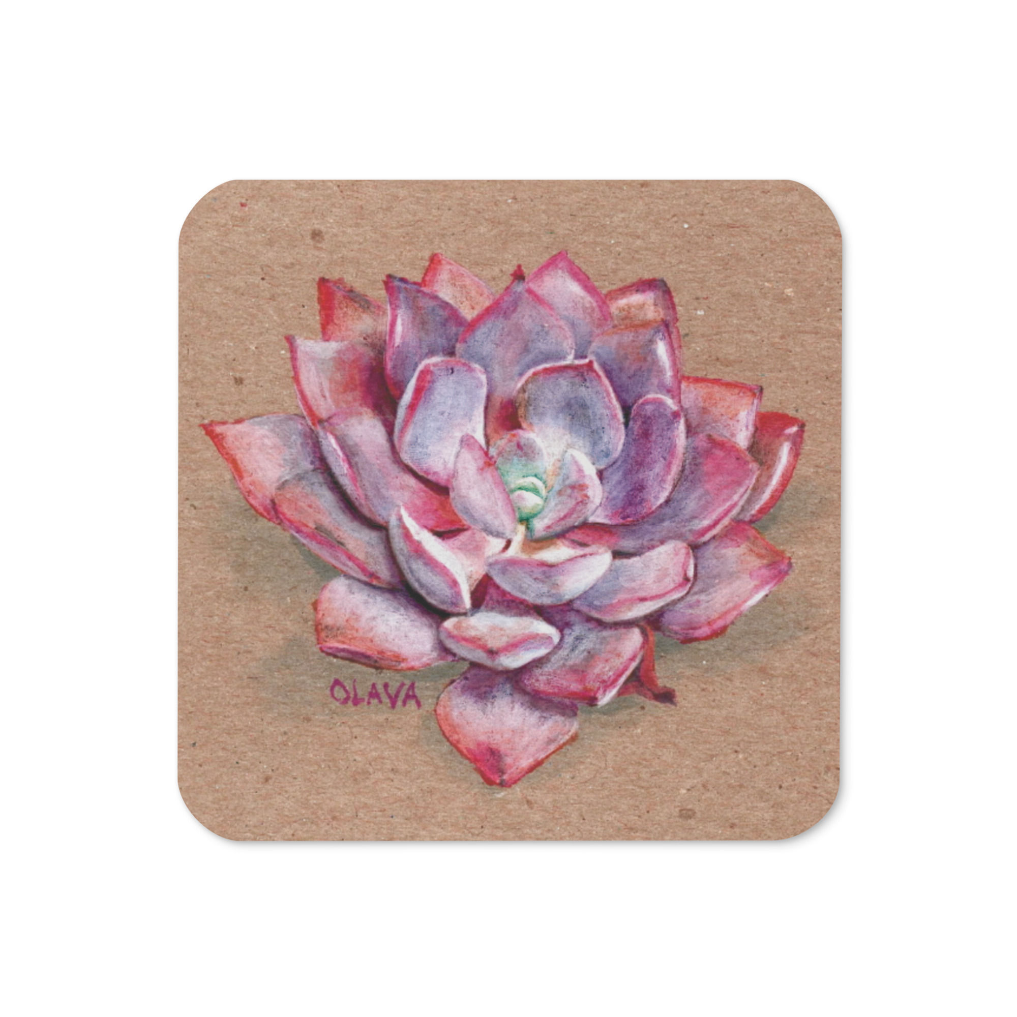 Cork-back coaster - Succulent014