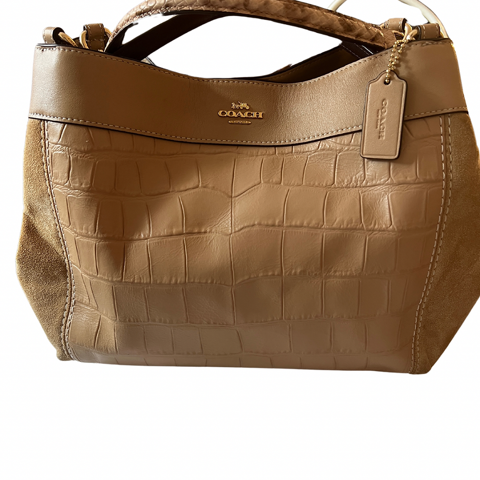 Thumbnail: Coach Lexy Small Beige Leather Shoulder Bag Adjustable Strap