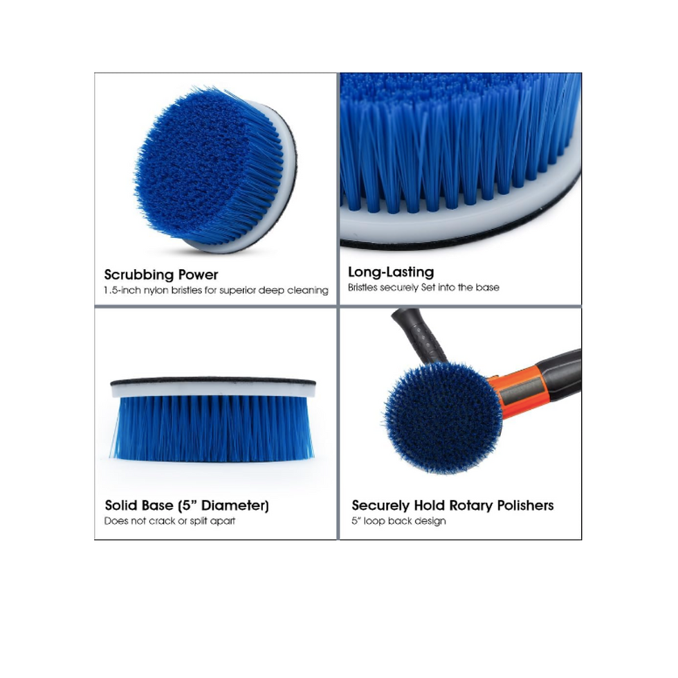 Hoop & Loop Carpet Brush with premium short hair bristles for deep cleaning upholstery, carpets, and fabrics with a buffer.
