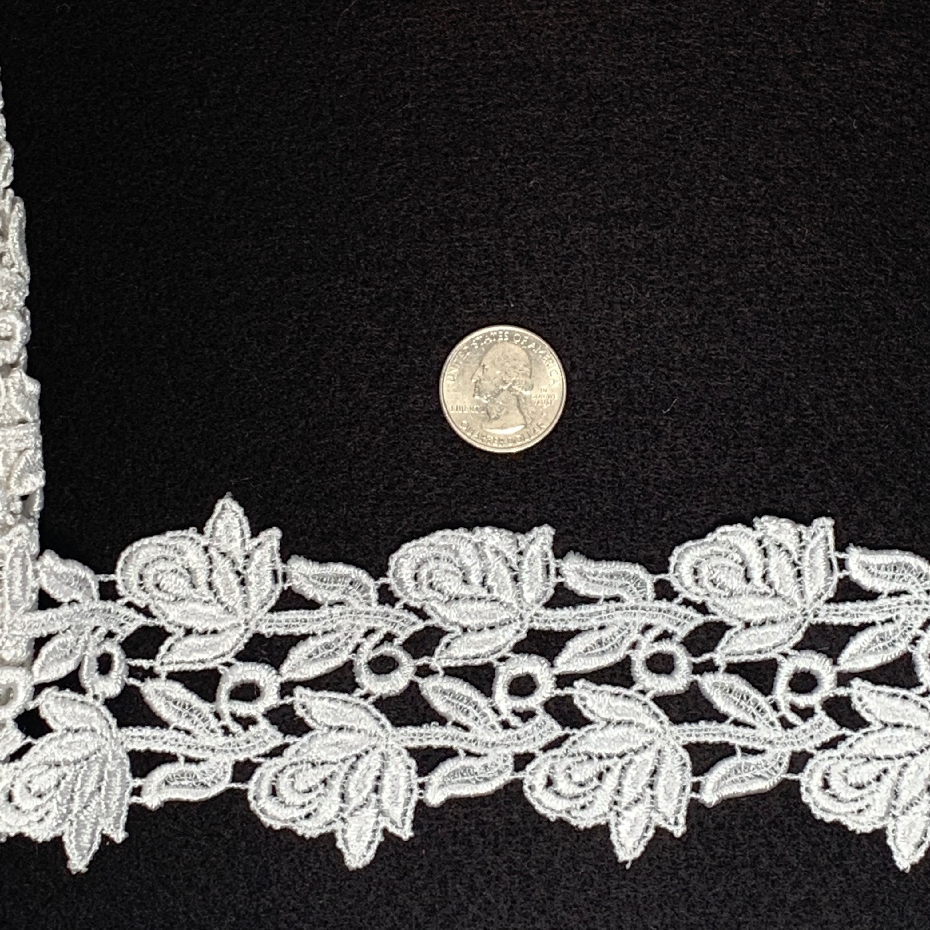 1 Yd. of 2" White Venice Lace - Rose pattern (can be cut in half) (#2165)