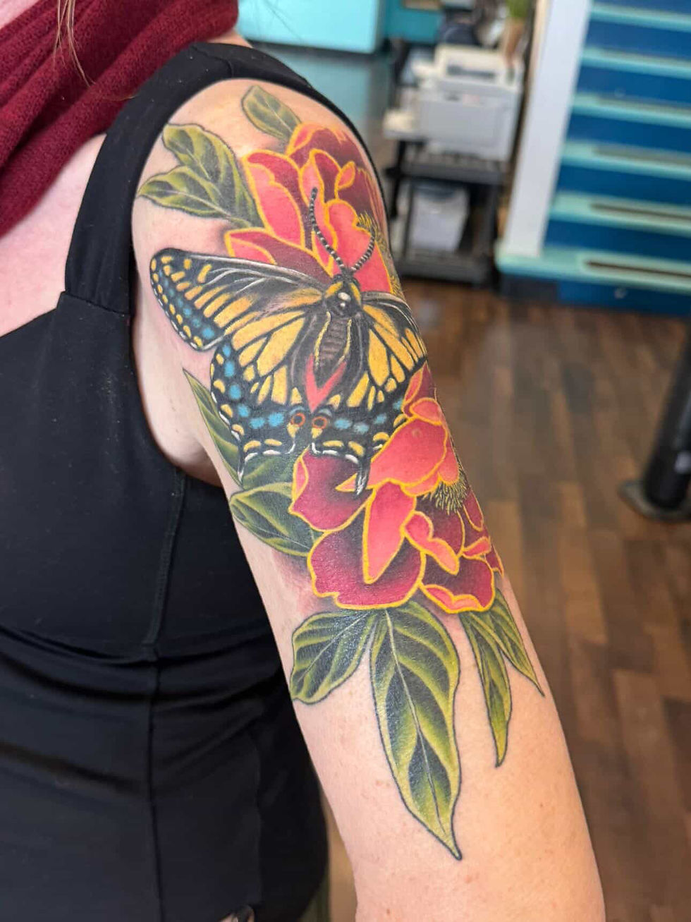 full color butterfly and flower
