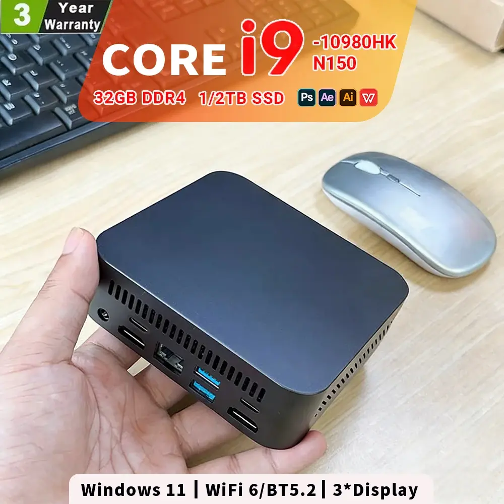 Core I9-10980hk/N150 Portable Mini PC Windows 11 Gaming Computer