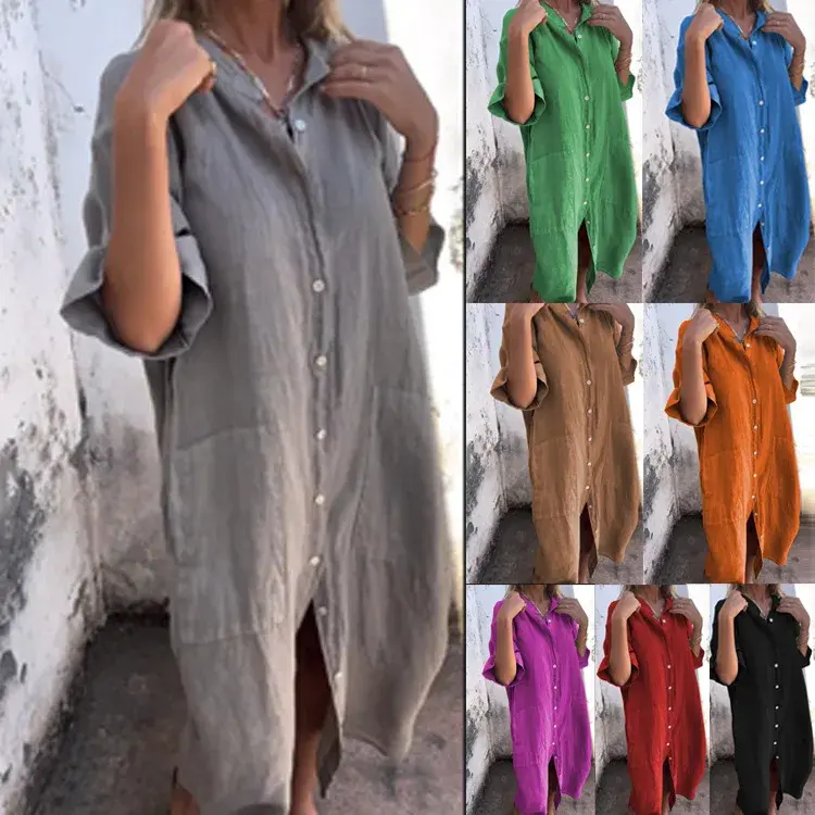Women's Cotton and Lines Shirt Dress