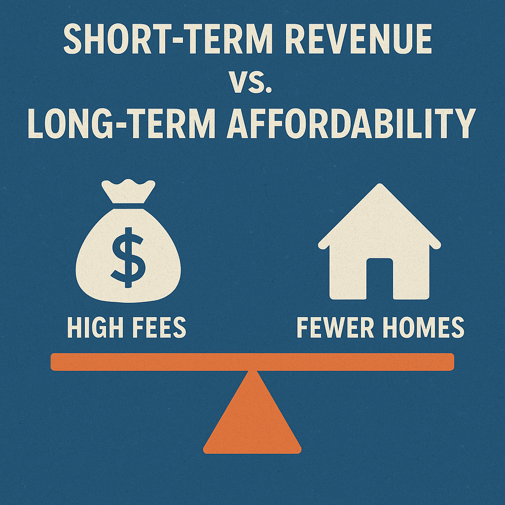 Cities rely on development fees for revenue, but this short-term strategy limits long-term housing affordability.