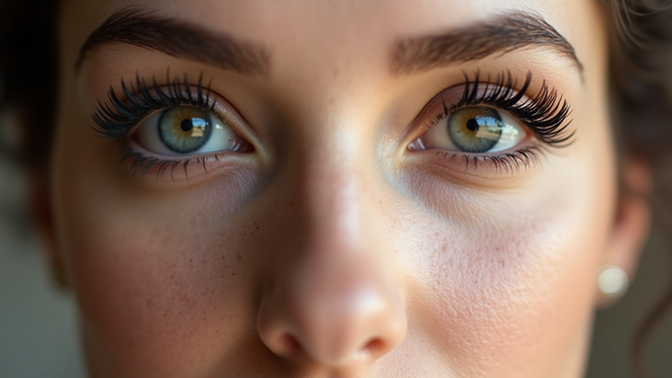 Close-up view of a woman with beautifully applied eyelash extensions