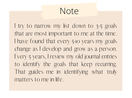 Note on how many goals to set.