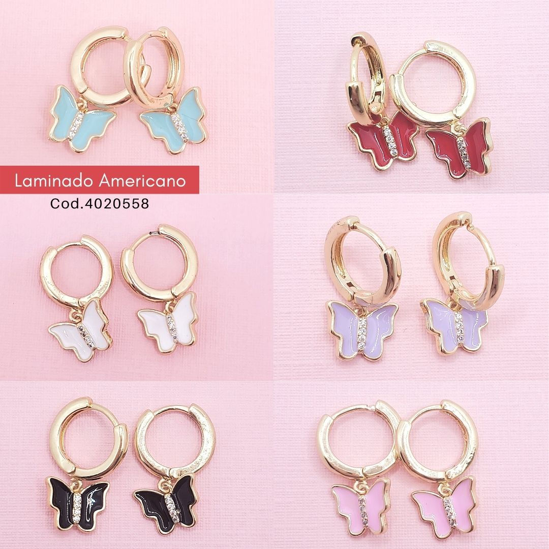 Argollas con Mariposas de Resina