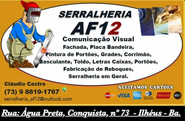 Serralheria AF12 em Ilhéus. Portas, Portões e Grades em Ilhéus.