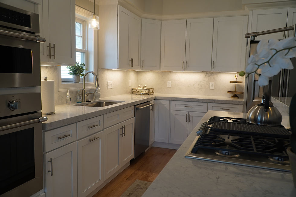 Renovated white kitchen in a Rhode Island home
