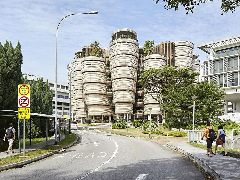 新加坡南洋理工大学的学生学习中心的建筑外观