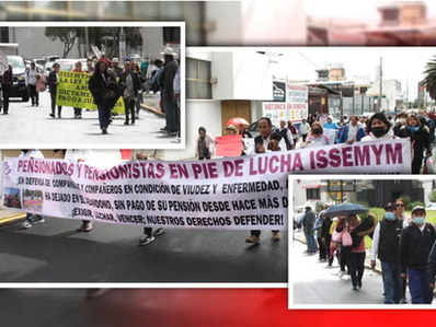 Adultos mayores protestan en Toluca por retraso en pago de pensiones del Issemym