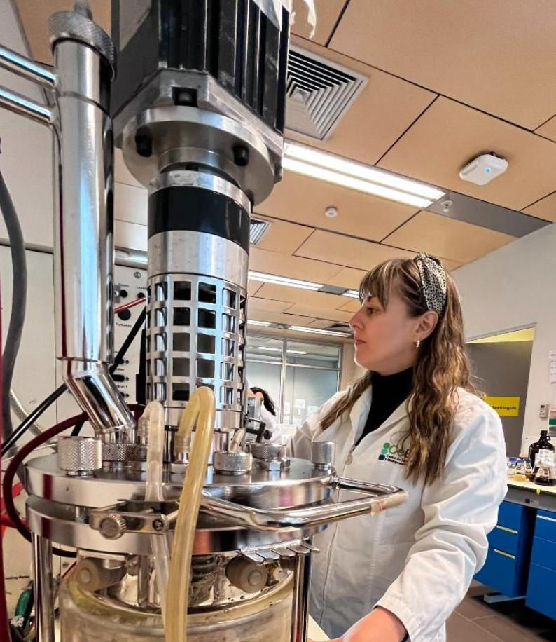 Dra. Landeta en laboratorio CeBiB