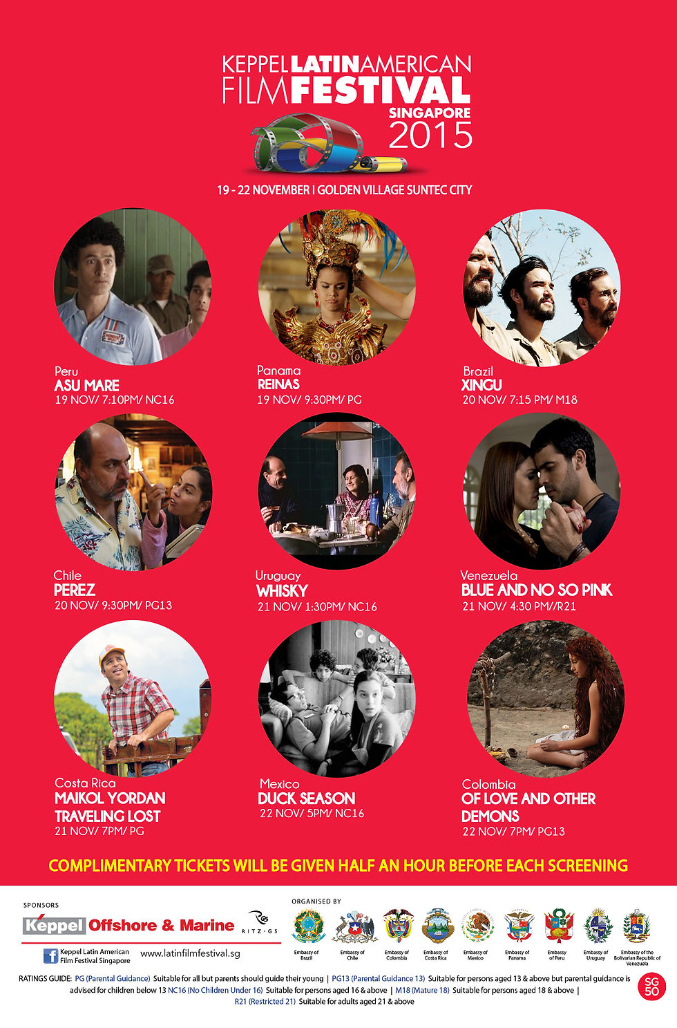 Latin American Film Festival Leading organizer among with Embassies of LATAM and poster design.