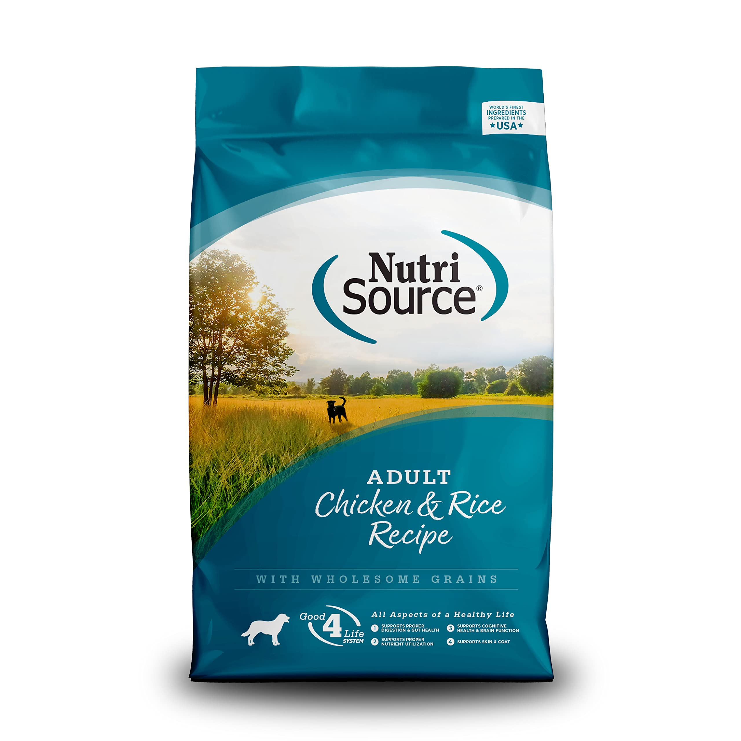 NutriSource Adult Dog Food Made with Chicken and Rice with Wholesome Grains 15LB