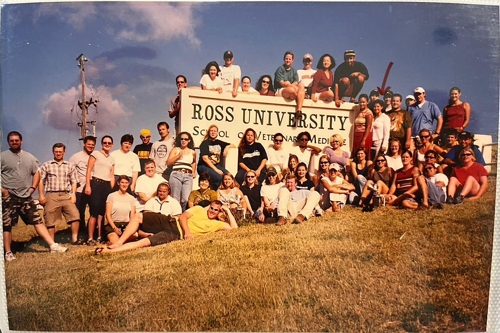 Dr. Jordana and her classmates at Ross University