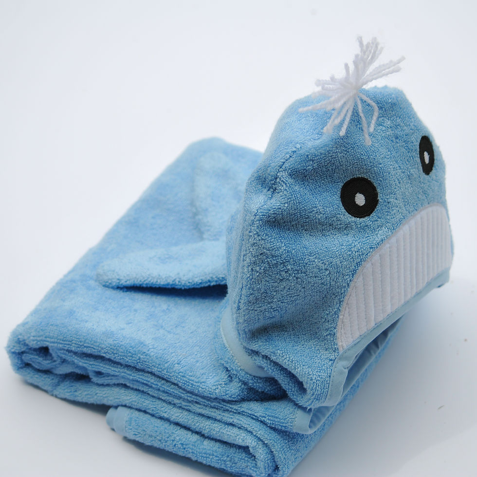 Thumbnail: Bamboo Rayon Whale Hooded Turkish Towel: Baby