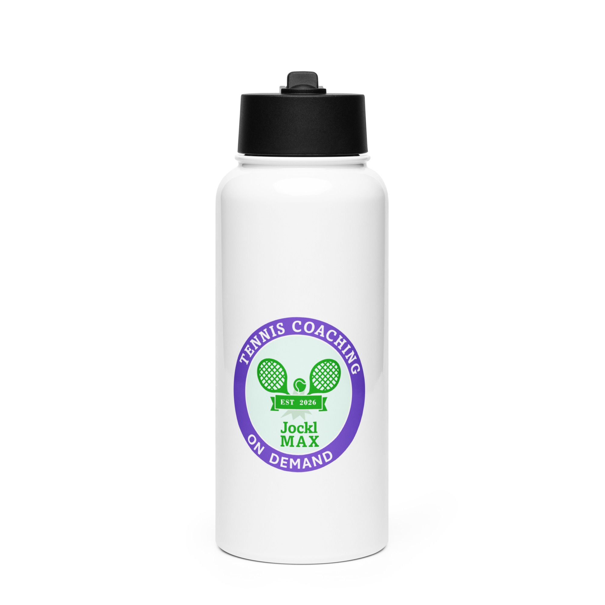Stainless steel water bottle with a straw lid
