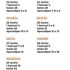 Leitura Bíblica 23/06 a 29/06