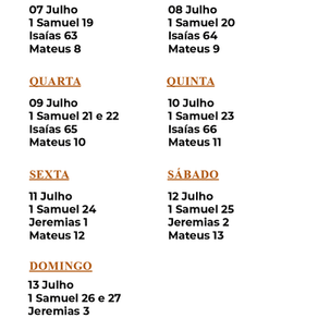Leitura Bíblica 07/07 a 13/07