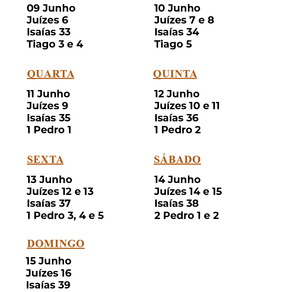 Leitura Bíblica 09/06 a 15/06
