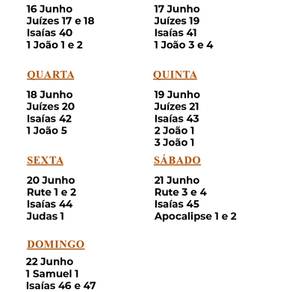 Leitura Bíblica 16/06 a 22/06
