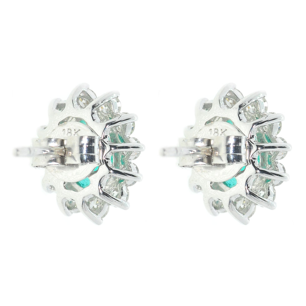 Thumbnail: 1.70ct of emerald and 0.72ct of diamonds 18ct white gold earrings