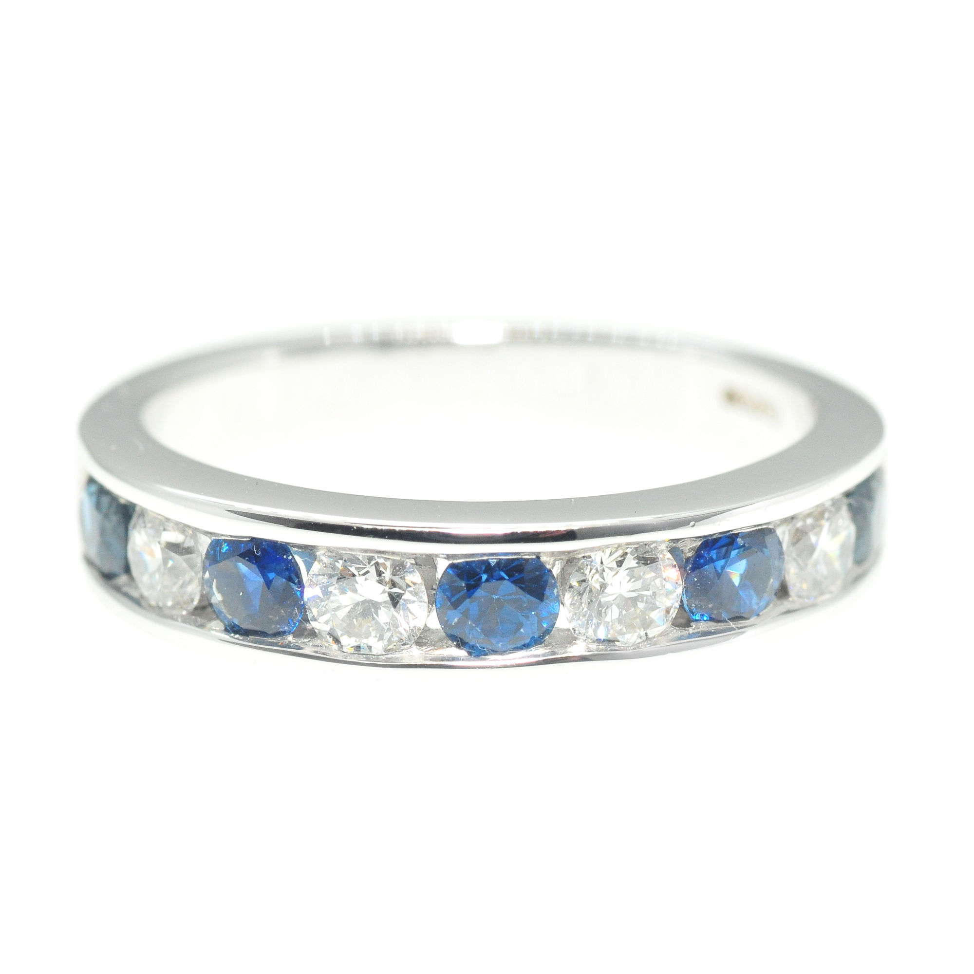 1.15ct of diamonds and sapphires 18ct white gold half eternity ring