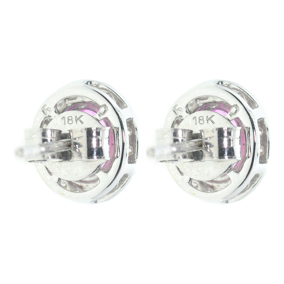 Thumbnail: 1.28ct of pink sapphire and 0.31ct of diamonds 18ct white gold earrings
