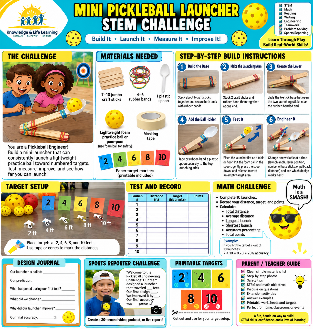 Mini Pickleball Launcher STEM Challenge printable lesson preview