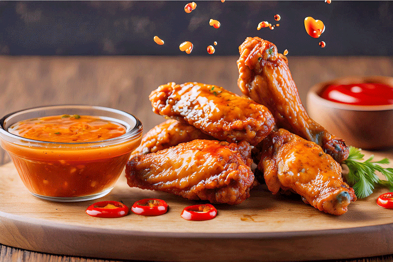 Chicken wings and dipping sauce