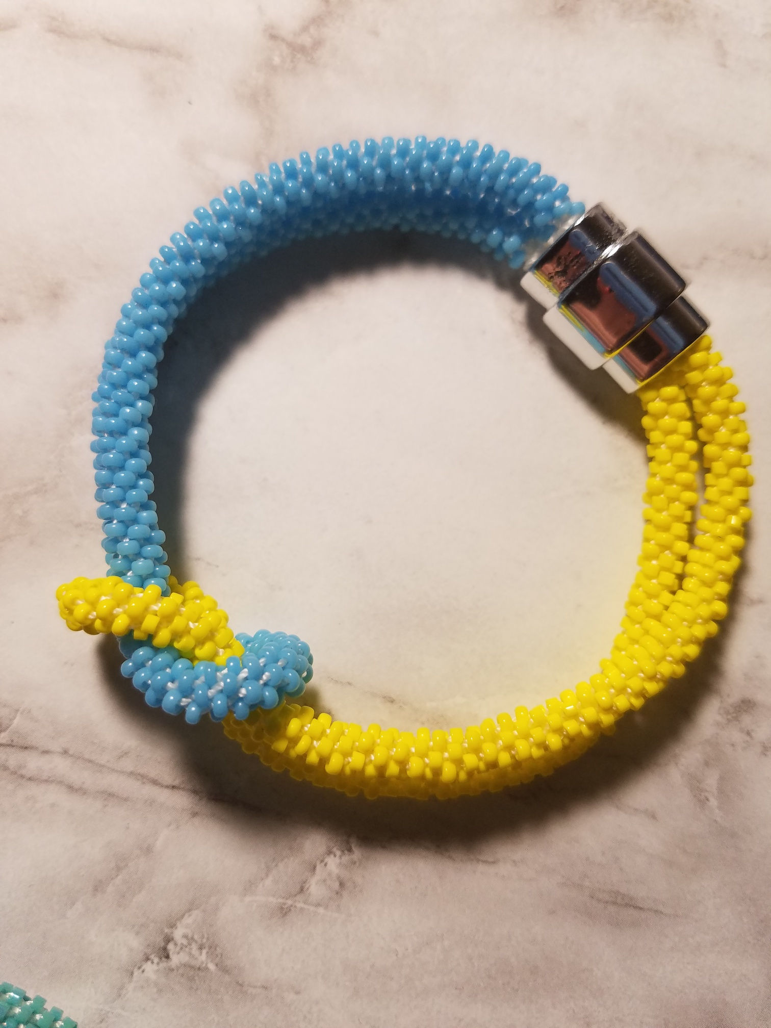 Blue and Yellow Knot Bracelet
